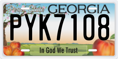 GA license plate PYK7108
