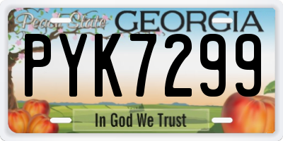GA license plate PYK7299