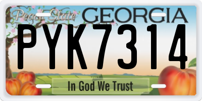 GA license plate PYK7314