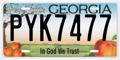 GA license plate PYK7477