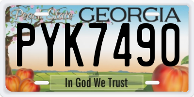 GA license plate PYK7490