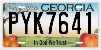 GA license plate PYK7641