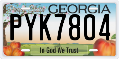 GA license plate PYK7804