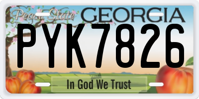 GA license plate PYK7826