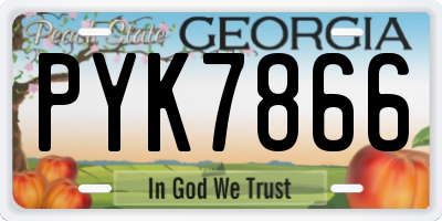 GA license plate PYK7866