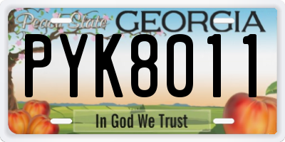 GA license plate PYK8011