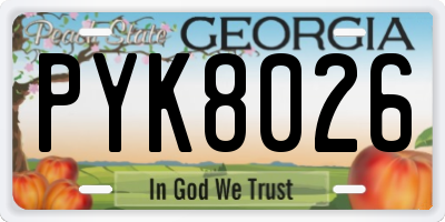 GA license plate PYK8026