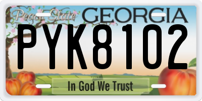 GA license plate PYK8102