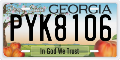 GA license plate PYK8106