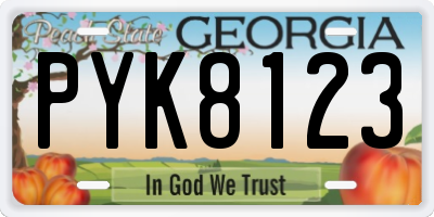 GA license plate PYK8123