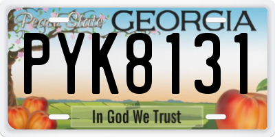 GA license plate PYK8131