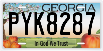 GA license plate PYK8287