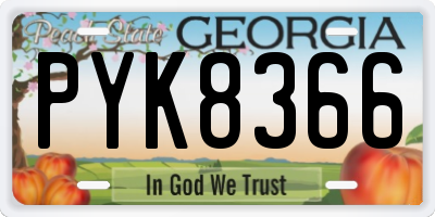 GA license plate PYK8366
