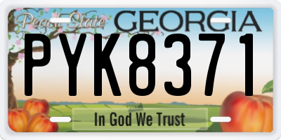 GA license plate PYK8371