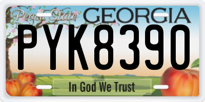 GA license plate PYK8390