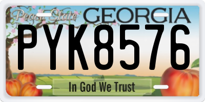 GA license plate PYK8576