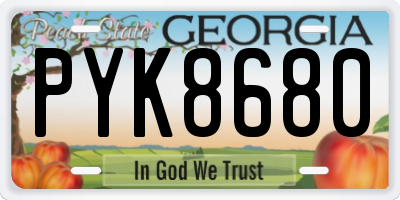 GA license plate PYK8680
