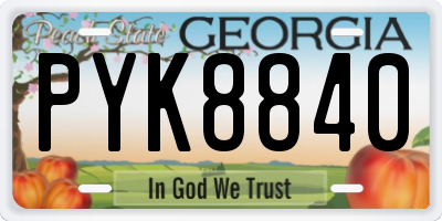 GA license plate PYK8840