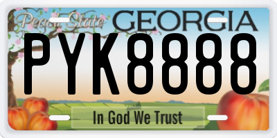 GA license plate PYK8888