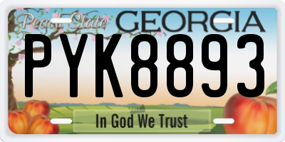 GA license plate PYK8893