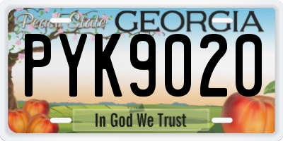 GA license plate PYK9020