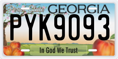 GA license plate PYK9093