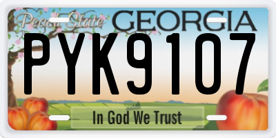 GA license plate PYK9107