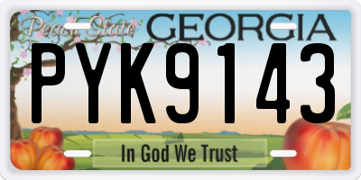 GA license plate PYK9143