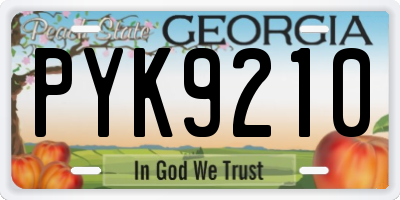 GA license plate PYK9210
