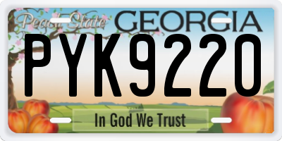 GA license plate PYK9220