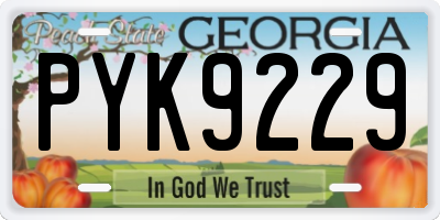 GA license plate PYK9229
