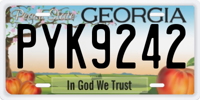 GA license plate PYK9242