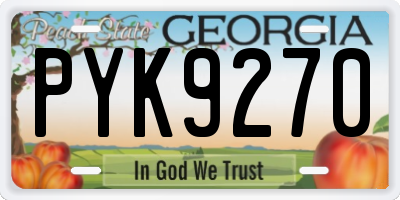 GA license plate PYK9270