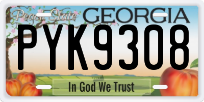 GA license plate PYK9308