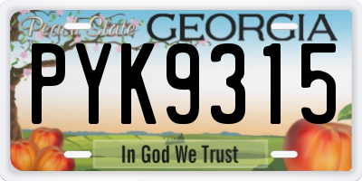 GA license plate PYK9315