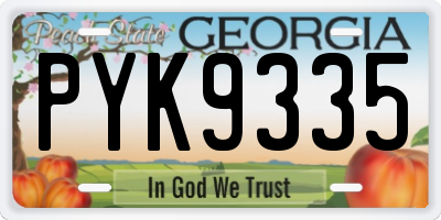 GA license plate PYK9335