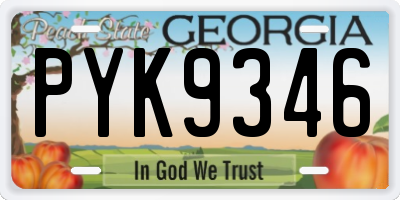 GA license plate PYK9346