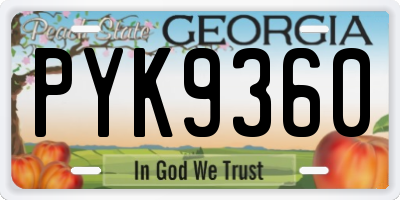 GA license plate PYK9360