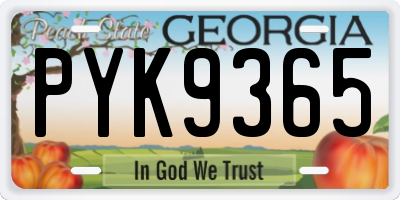 GA license plate PYK9365