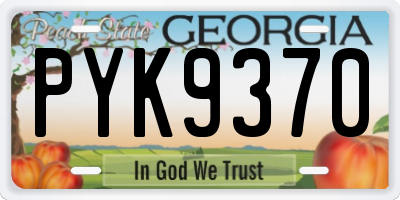 GA license plate PYK9370