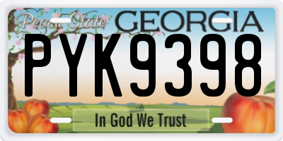 GA license plate PYK9398
