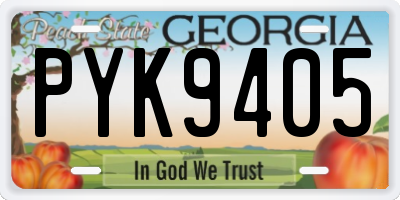GA license plate PYK9405