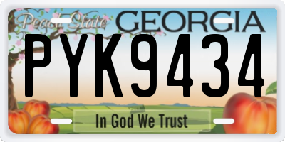 GA license plate PYK9434