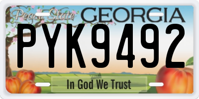 GA license plate PYK9492