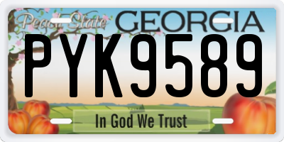 GA license plate PYK9589