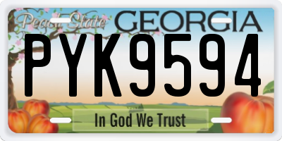 GA license plate PYK9594