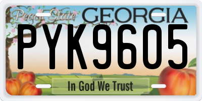 GA license plate PYK9605
