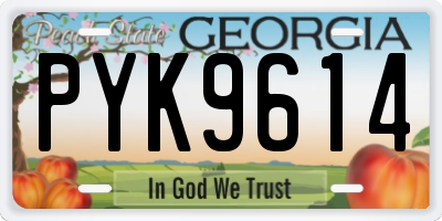 GA license plate PYK9614