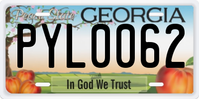 GA license plate PYL0062
