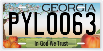 GA license plate PYL0063